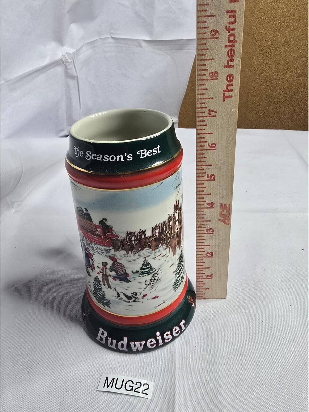 91 Budweiser Holiday Beer Stein CS133 The Seasons Best Ceramarte Brazil Mug VTG